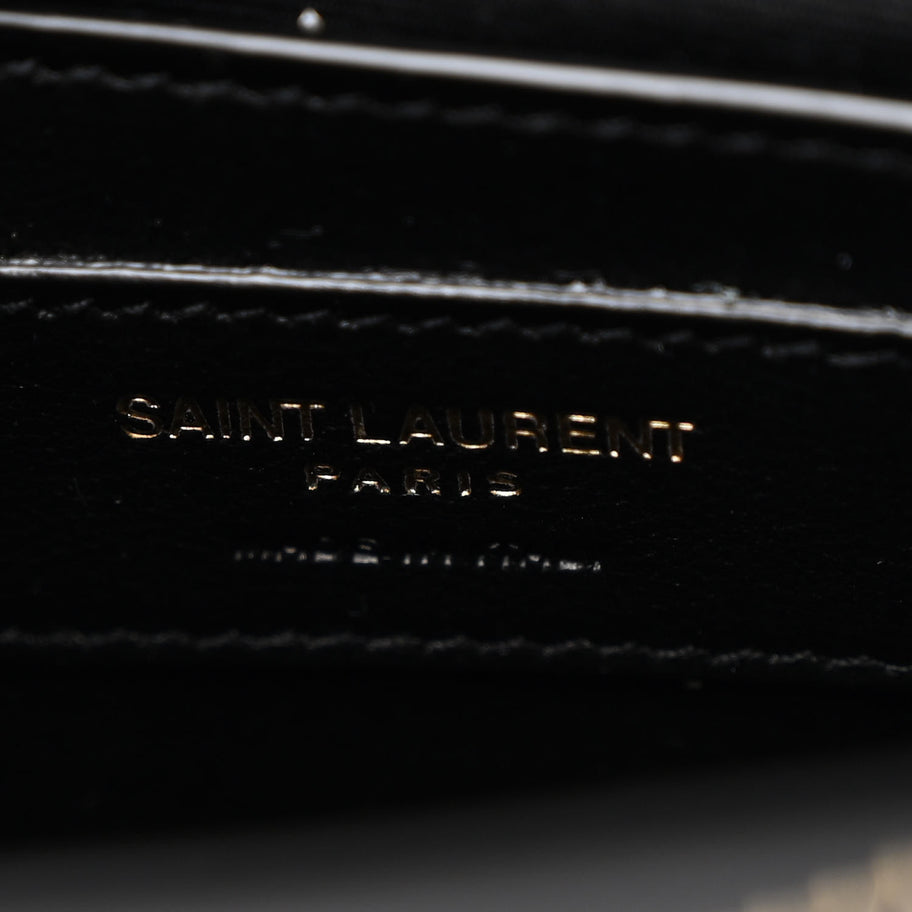 Saint Laurent Calfskin Y Quilted Monogram Small Loulou Chain Satchel Black Image 7