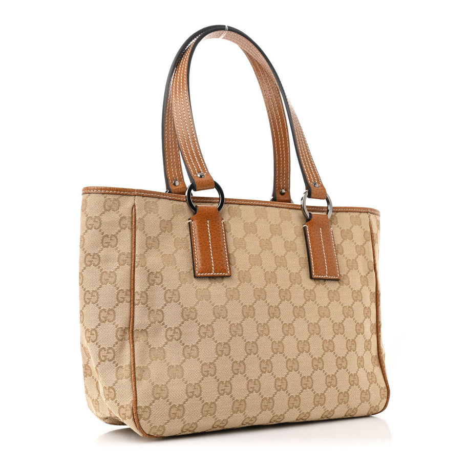 Gucci Monogram Medium Tote Beige Brown Image 3