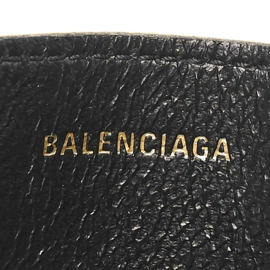 Balenciaga Grained Calfskin Logo Cash Rounded Card Holder Gold Black Image 7