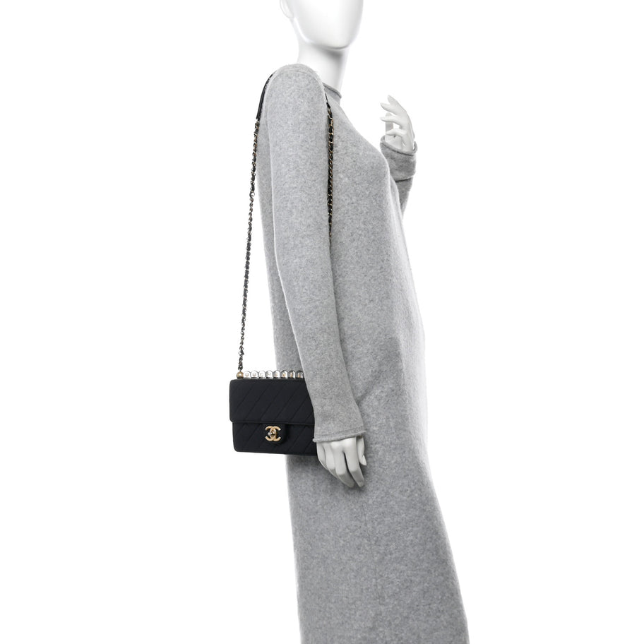 Chanel Lambskin Quilted Small Chic Pearls Flap Black Image 2