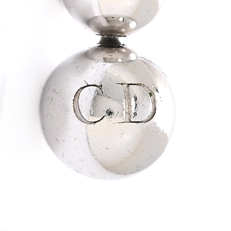 Christian Dior Metal Bead Drop Earrings Silver Image 4
