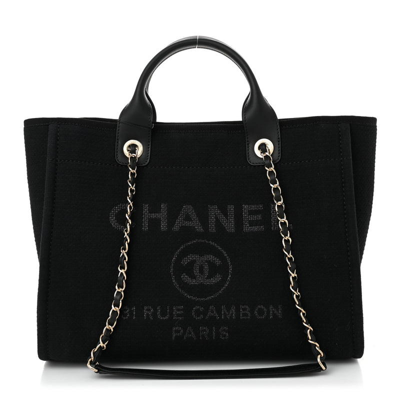  Chanel Mixed Fibers Small Deauville Tote Black