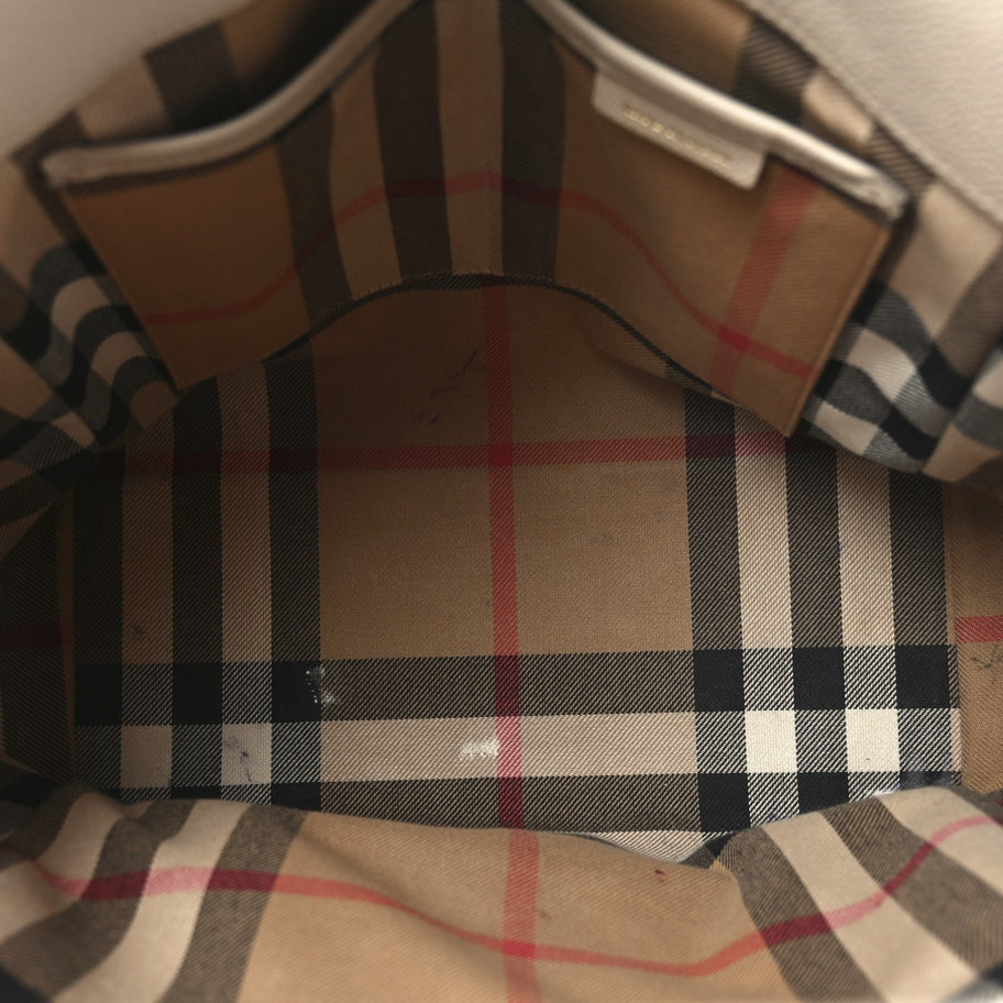 Burberry Soft Grain Calfskin Medium Buckle Tote Limestone Image 5