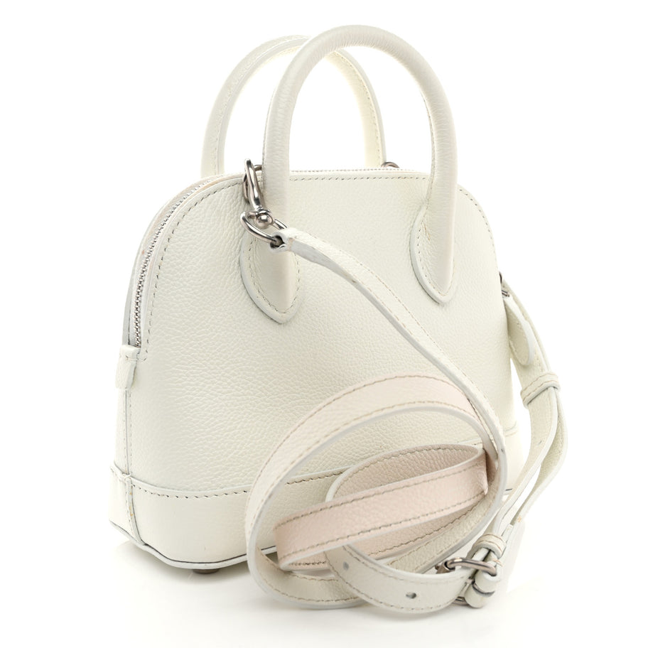 Balenciaga Grained Calfskin XXS Ville Top Handle Bag White Black Image 3