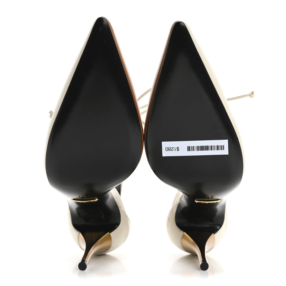 Gucci Soft Nappa Priscilla Ankle Cuff Pumps 37 Mystic White Harness Brown Image 5