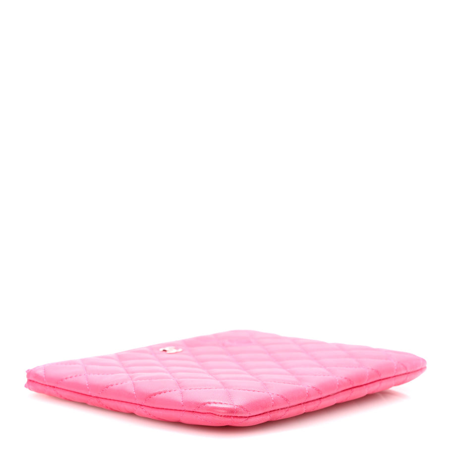 Chanel Lambskin Quilted Medium Cosmetic Case Dark Pink Image 4