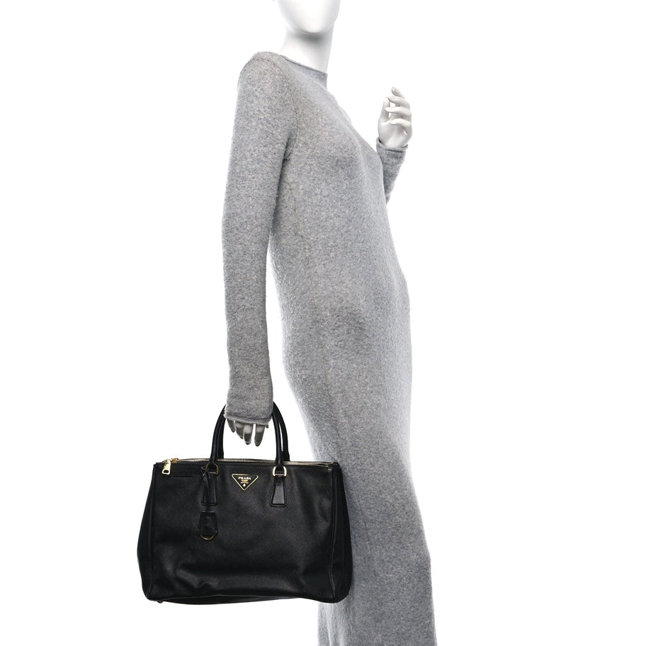 Prada Saffiano Lux Large Galleria Double Zip Tote Black Image 2