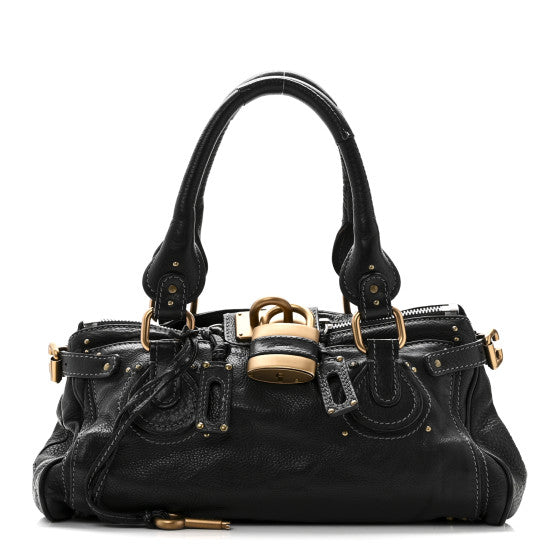 Chloe CHLOE Calfskin Medium Paddington Satchel Black Image 1