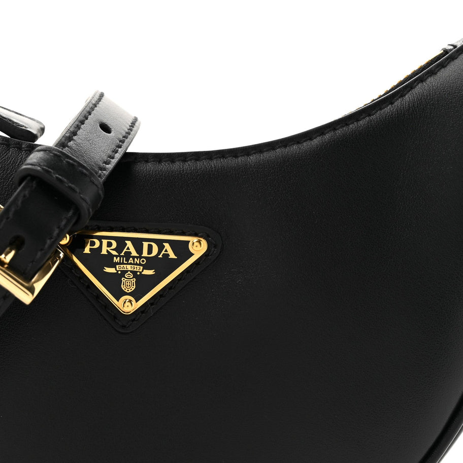 Prada Soft Calfskin Arque Shoulder Bag Black Image 7