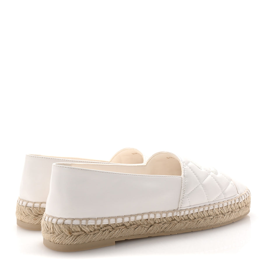 Chanel Lambskin Quilted CC Espadrilles 41 White Image 5