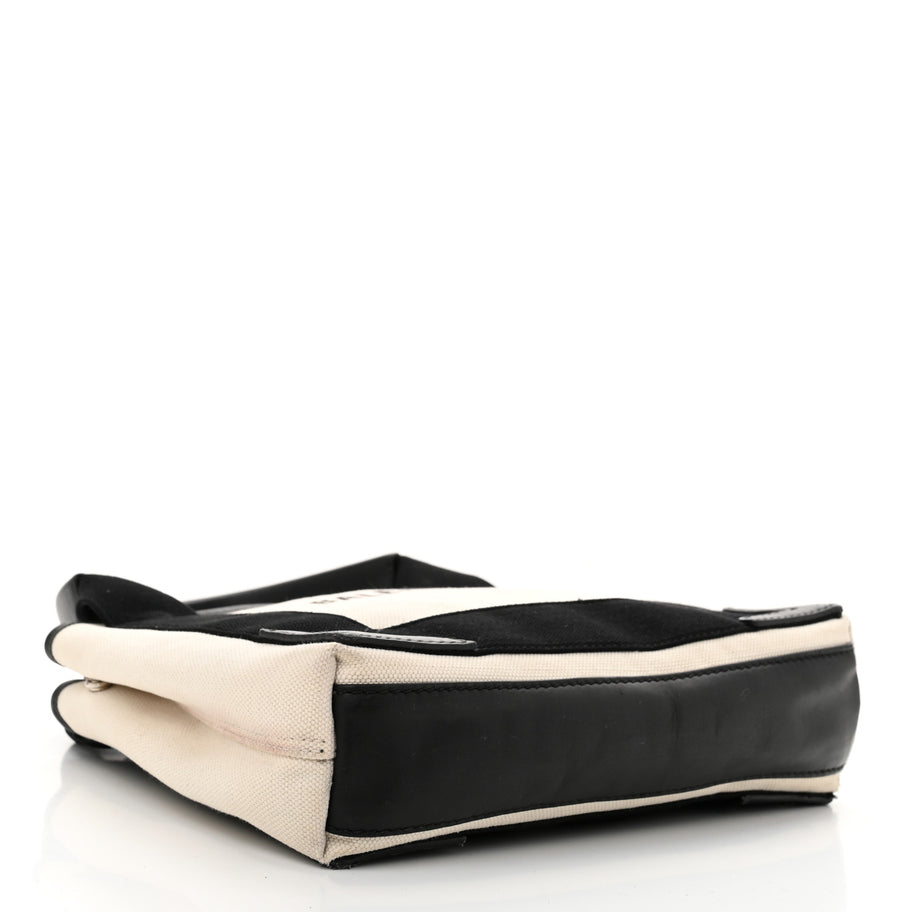 Balenciaga Cotton Canvas Calfskin Navy Cabas XS Natural Black Image 5