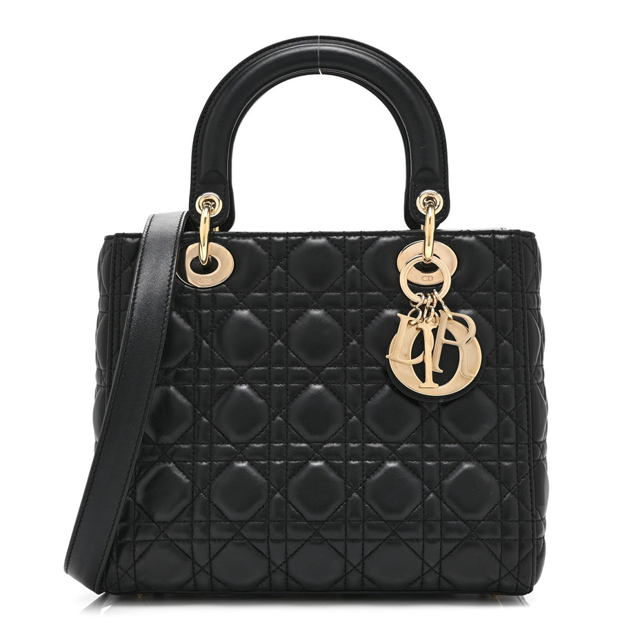 Christian Dior CHRISTIAN DIOR Lambskin Cannage Medium Lady Dior Black Image 1