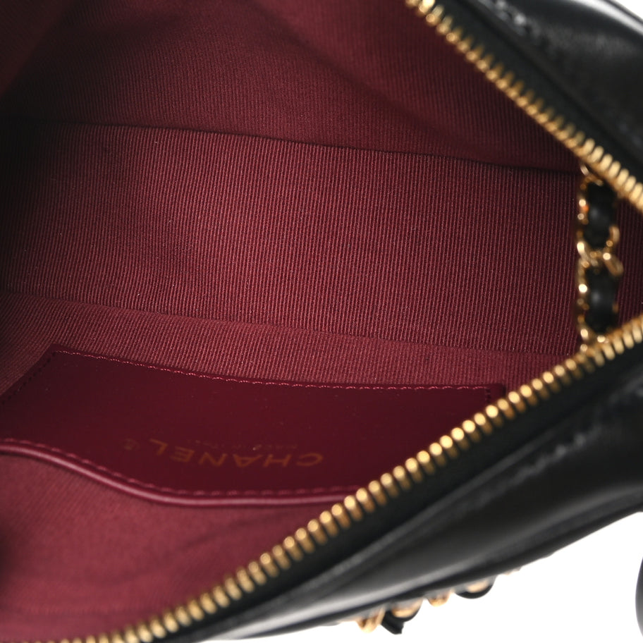 Chanel Shiny Lambskin Quilted Mini Camera Case Black Image 5