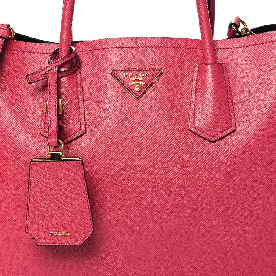 Prada Saffiano Cuir Medium Double Bag Peonia Image 7