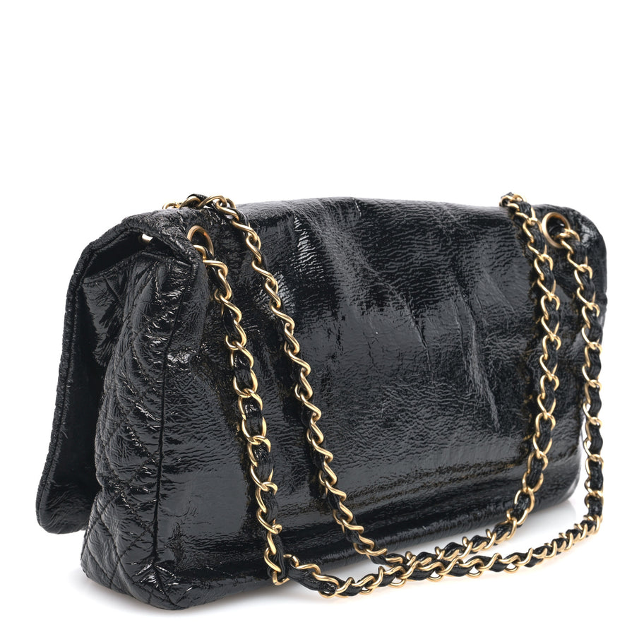 Chanel Vinyl Medium Rock and Chain Flap Black Image 3
