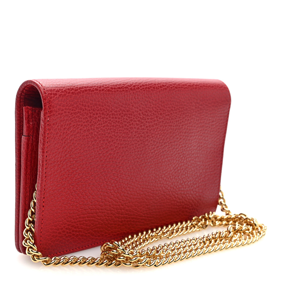 Gucci Dollar Calfskin Mini GG Marmont Chain Wallet Hibiscus Red Image 3