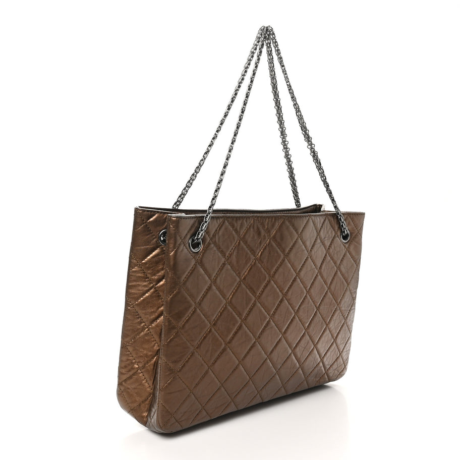 Chanel Aged Calfskin Reissue 2.55 Tote Bronze Image 3