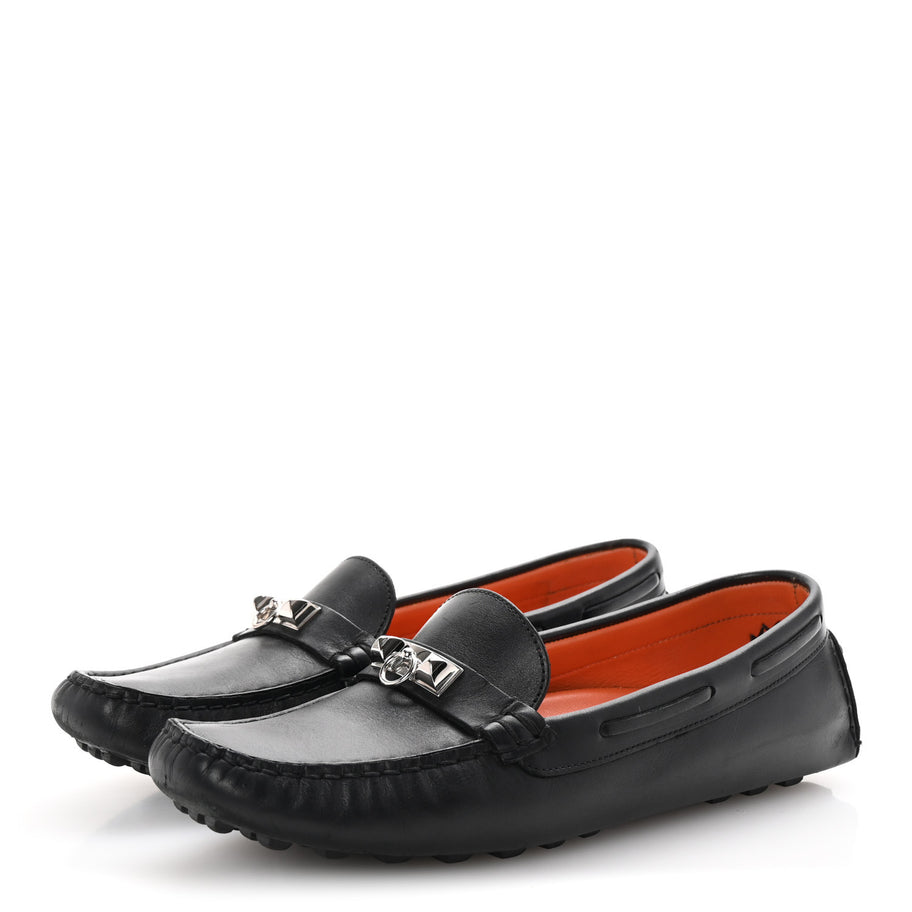 Hermes Supple Calfskin Mens Irving Driving Moccasin Loafers 37 Black Image 4