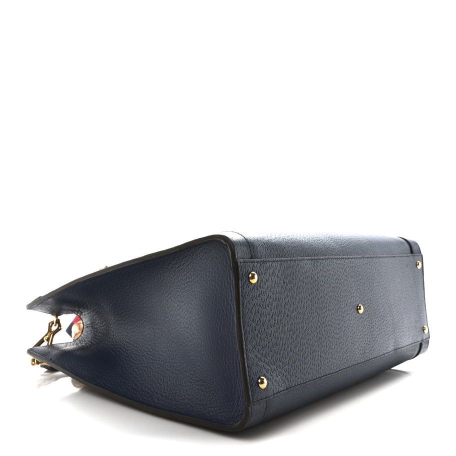 Gucci Textured Dollar Calfskin Web Medium Diana Tote Bag Royal Crop Image 4