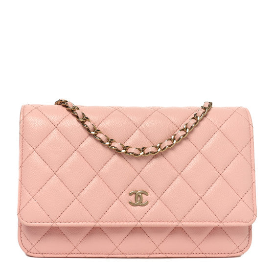  Chanel Caviar Quilted Wallet on Chain WOC  Light Pink
