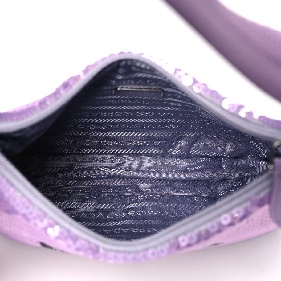 Prada Paillettes Sequin Mini Re-Edition 2000 Bag Lilium Black Image 5