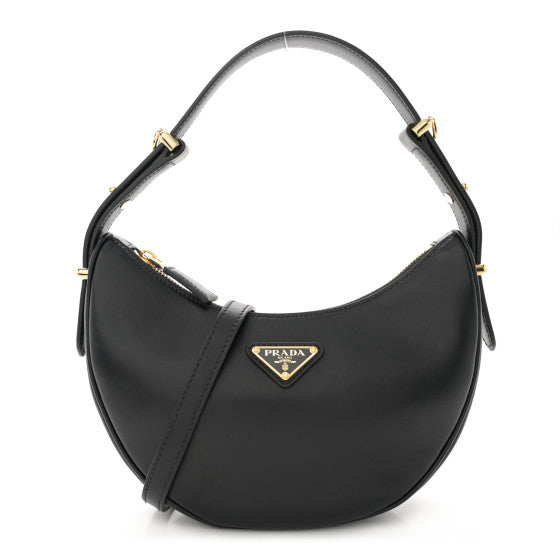  Prada Soft Calfskin Arque Shoulder Bag Black