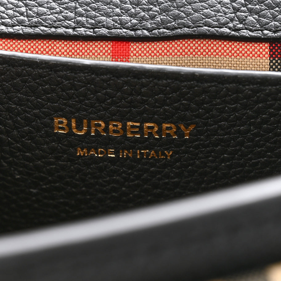 Burberry Grainy Calfskin Vintage Check Note Crossbody Bag Black Image 6