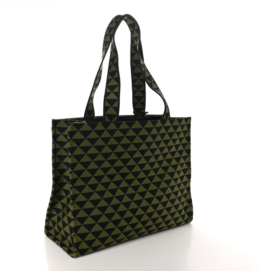Prada Jacquard Saffiano Triangolo Symbole Embroidered Shopping Tote Black Edera Image 3