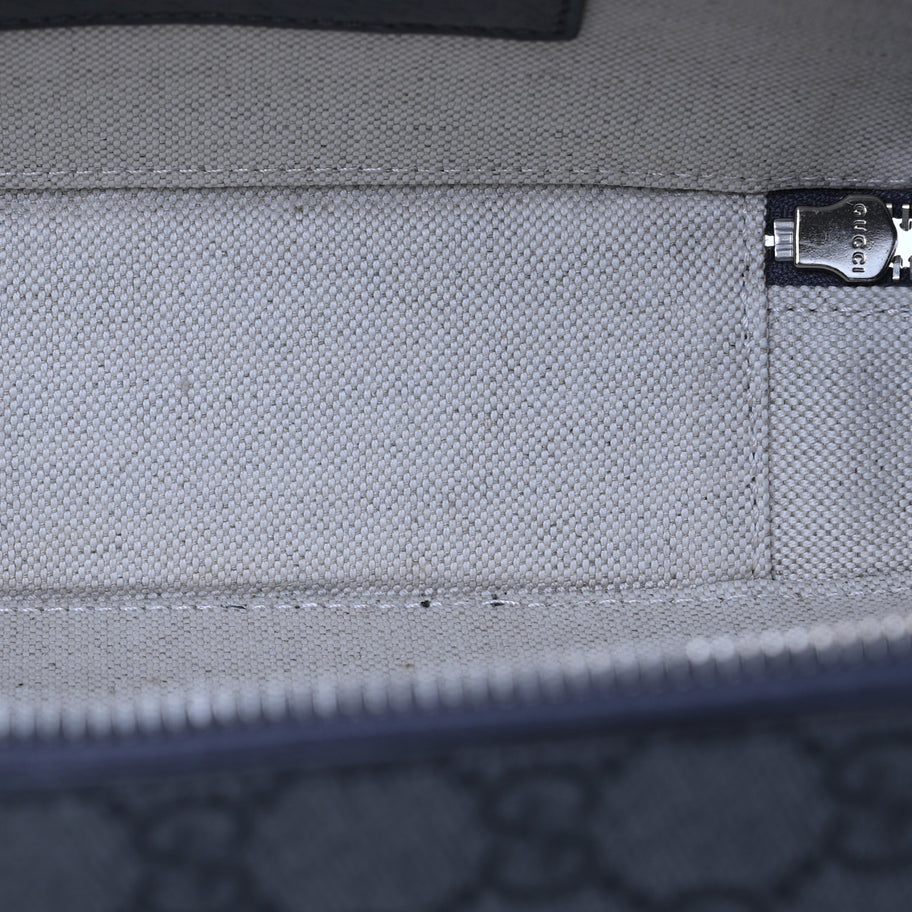 Gucci GG Supreme Monogram Textured Dollar Calfskin Small Ophidia Top Handle Shoulder Grey Black Graphite Grey Image 5