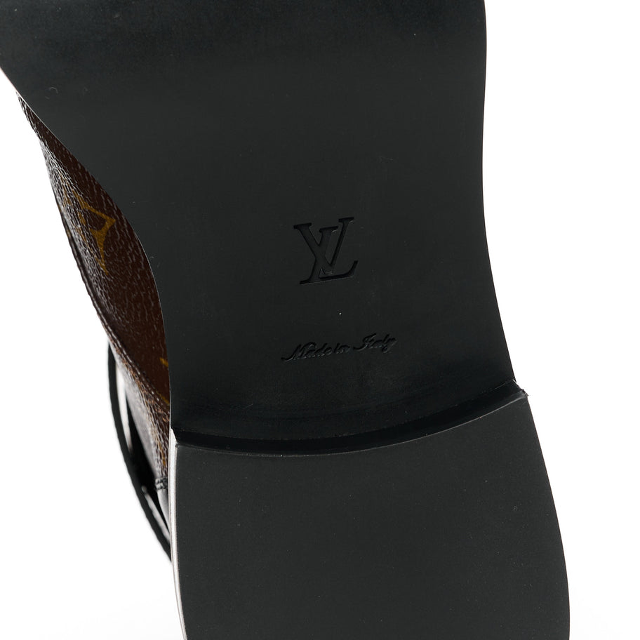 Louis Vuitton Calfskin Monogram Wonderland Flat Ranger Boots 37 Black Image 6