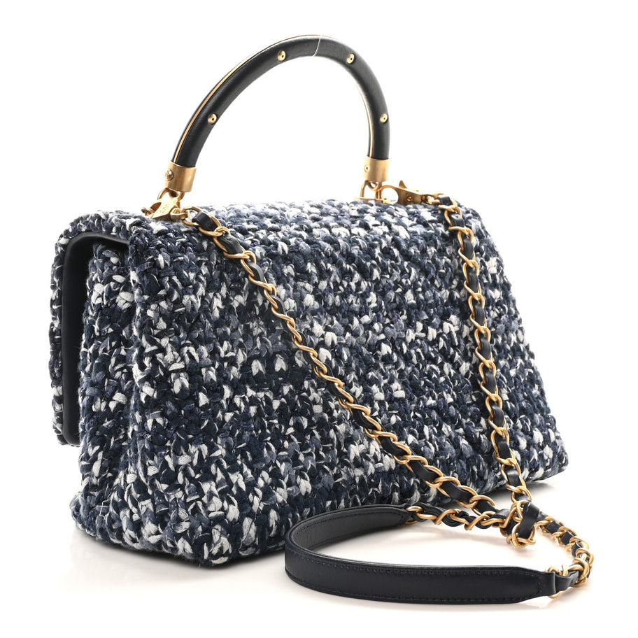Chanel Crochet Small Coco Handle Flap Blue Image 3