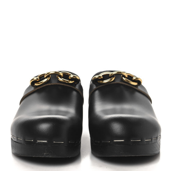 Saint Laurent Smooth Calfskin Le Maillon Clogs 39 Black Image 3