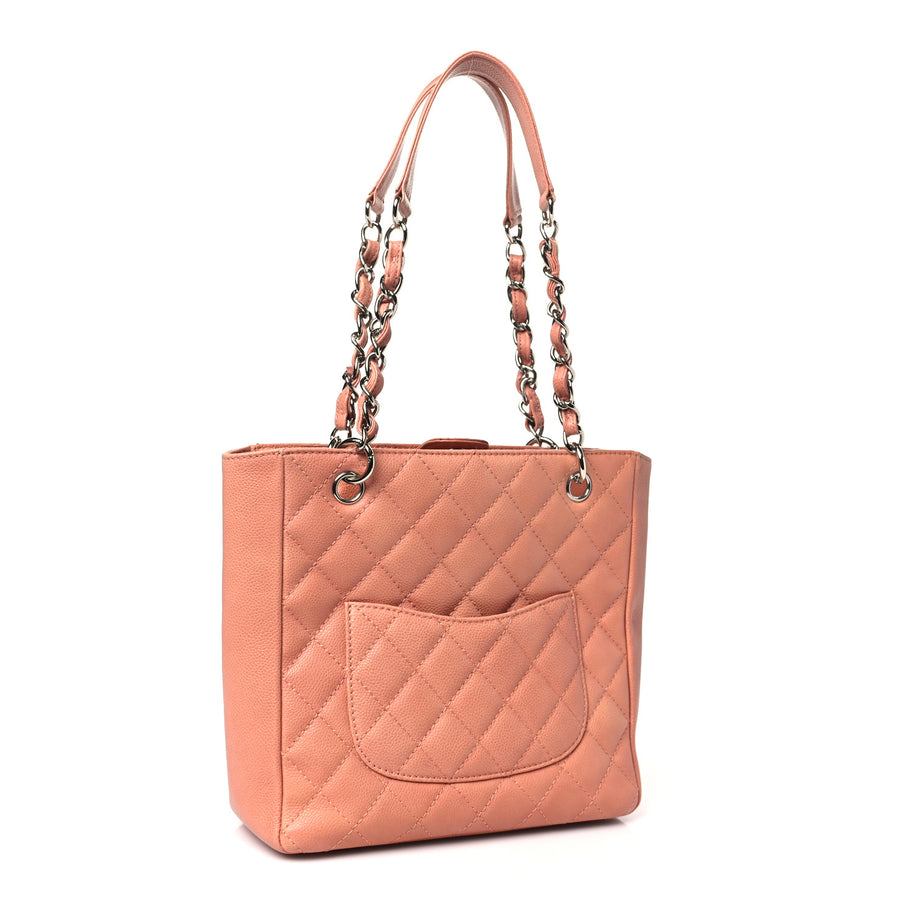 Chanel Caviar Quilted Petit Shopping Tote PST Pink Image 3