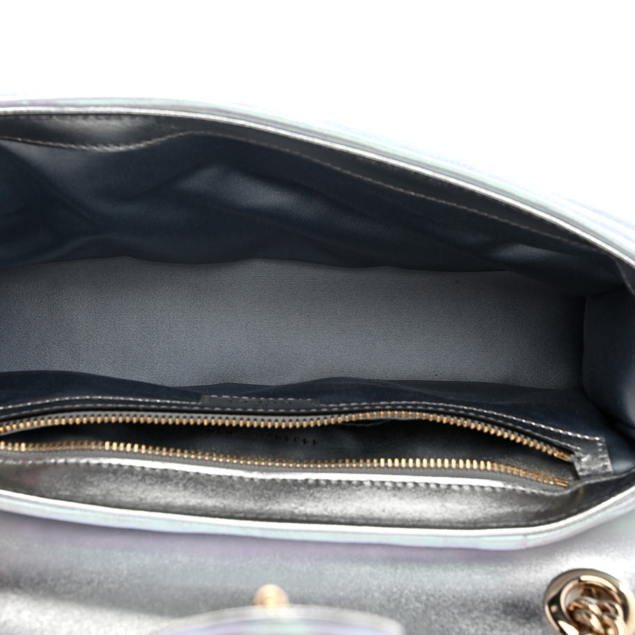 Gucci Iridescent Nappa Chevron Matelasse Small GG Marmont Shoulder Bag Iridescent Snow Light Blue Image 5