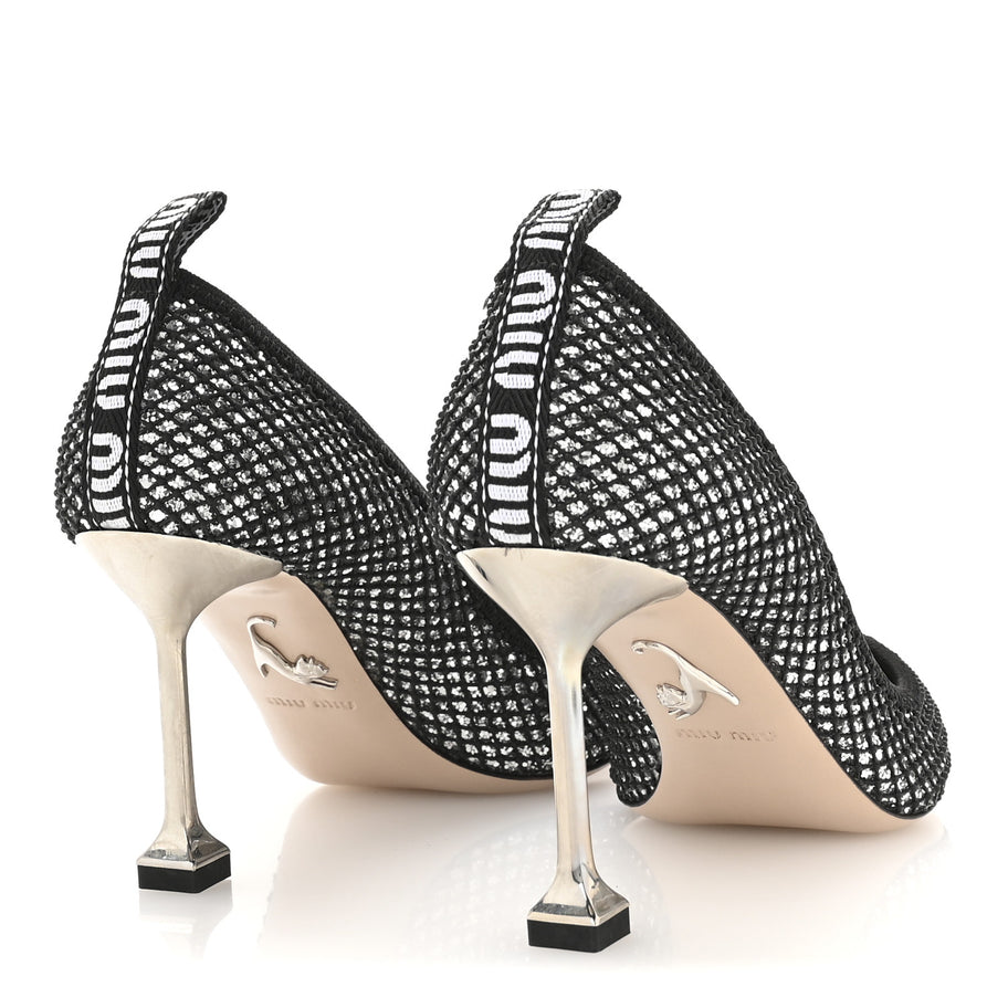 Miu Miu Glitter Rete 85 Pumps 35.5 Silver Black Image 5