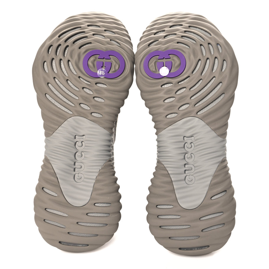 Gucci New Nappa Sombre Interlocking G Ripple Mens Platform Sneakers 8.5 Grey Sky Image 6