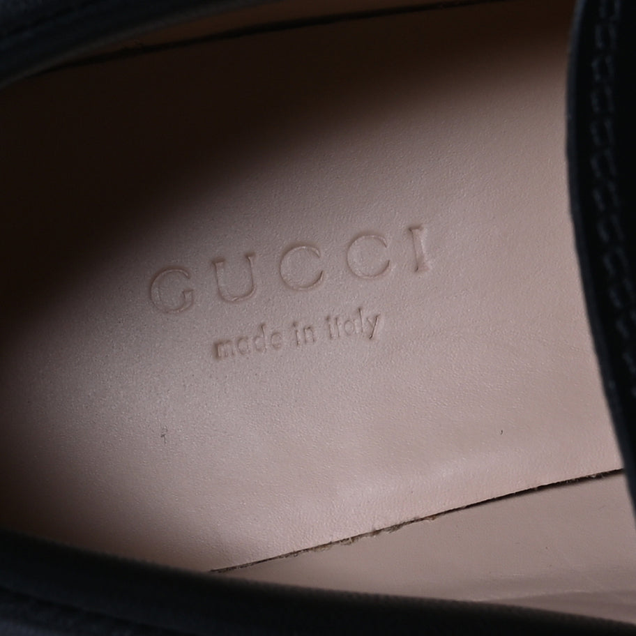 Gucci Magnum Calfskin Nappa Samoa Womens Horsebit Platform Chunky Lug Sole 40mm Loafers 35 Black Image 7