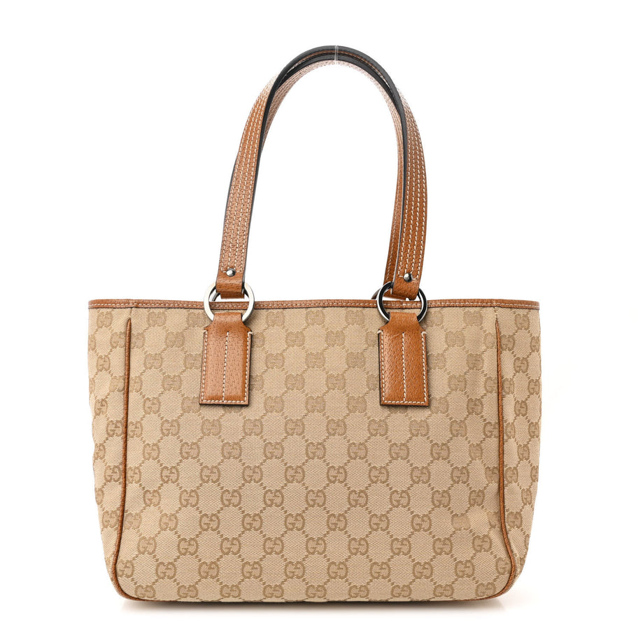 Gucci Monogram Medium Tote Beige Brown Image 1