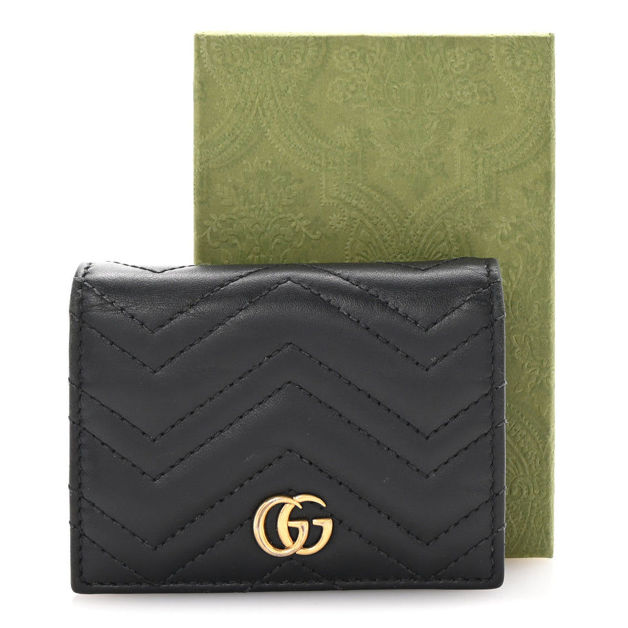 Gucci Calfskin Matelasse GG Marmont Card Case Wallet Black Image 7
