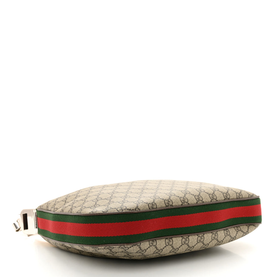 Gucci GG Supreme Monogram Textured Calfskin Web Large Attache Shoulder Bag Beige Ebony New Acero Image 4