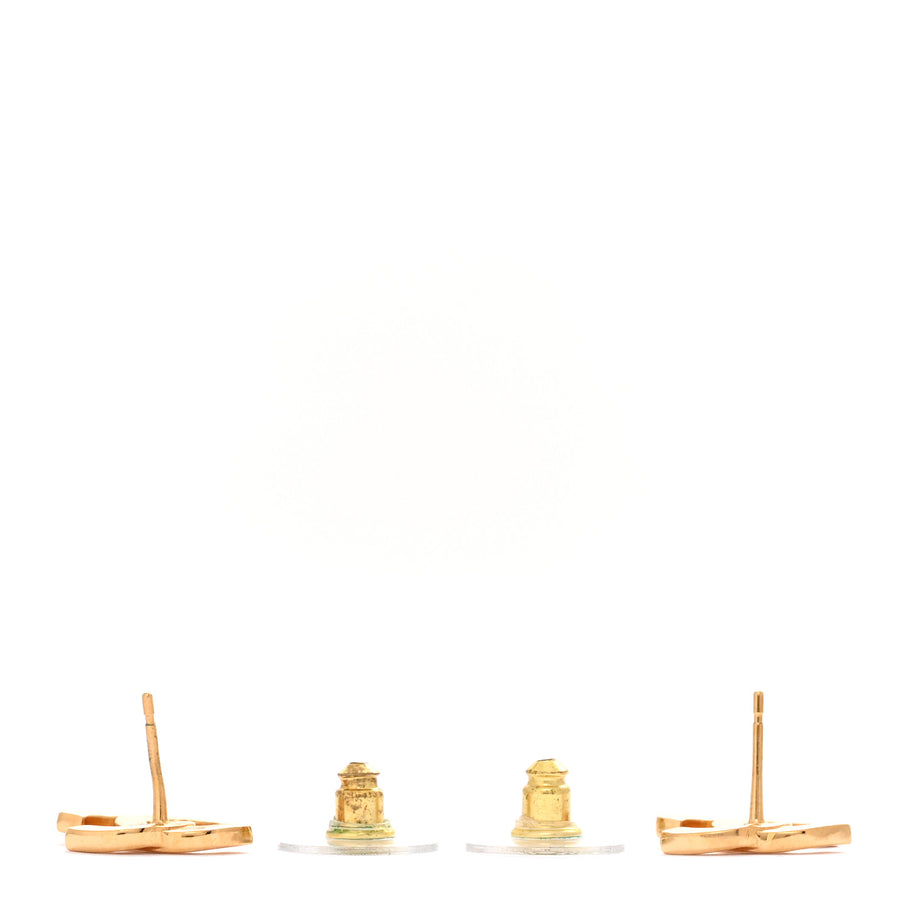 Chanel Metal CC Paris Button Stud Earrings Gold Image 3