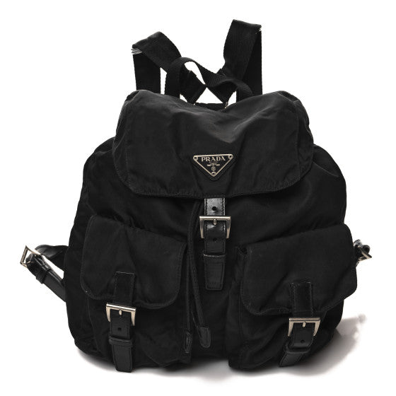  Prada Tessuto Nylon Saffiano Vela Backpack Black