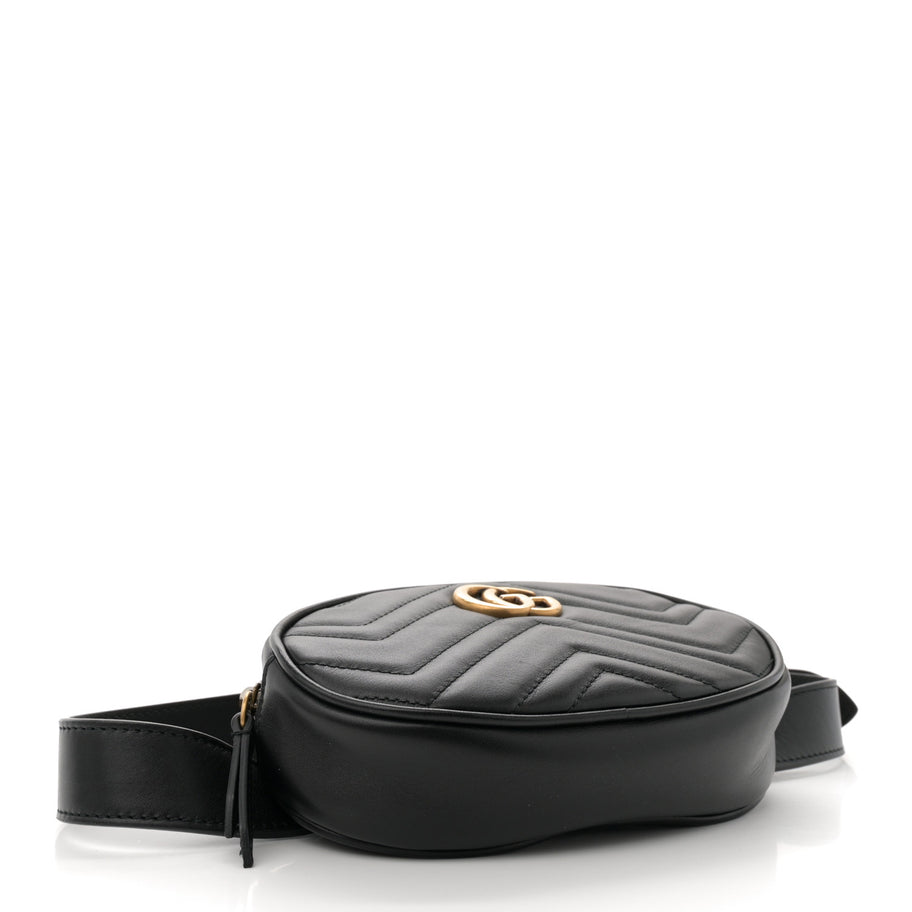 Gucci Calfskin Matelasse GG Marmont Belt Bag 75 30 Black Image 4
