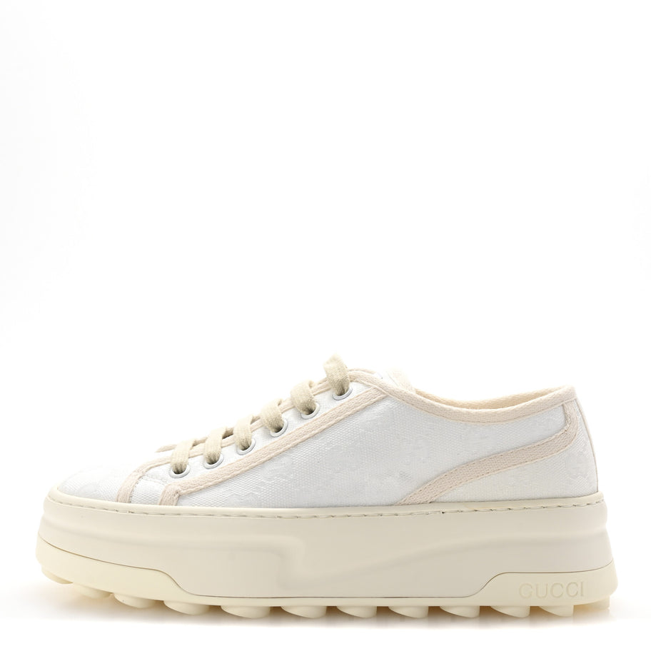 Gucci GG Monogram Womens 1977 Tennis Platform 52mm Sneakers 37 Great White Mystic White Image 1