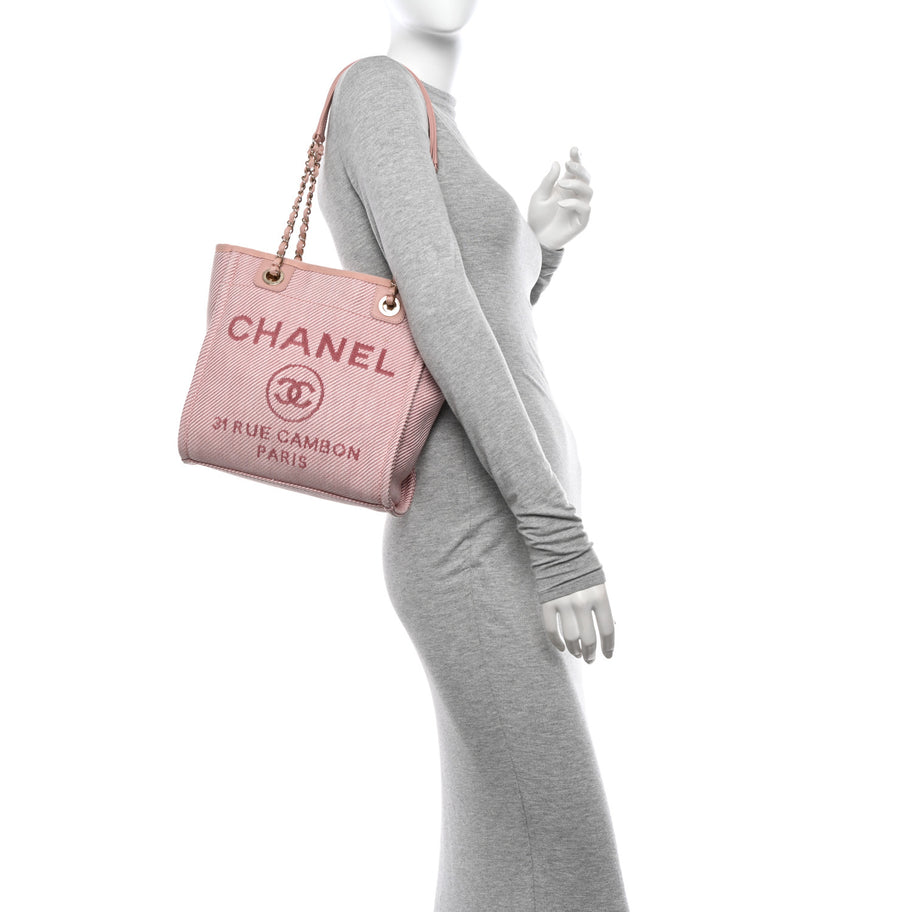 Chanel Mixed Fibers Calfskin Mini Deauville Tote Rose Pink Image 2