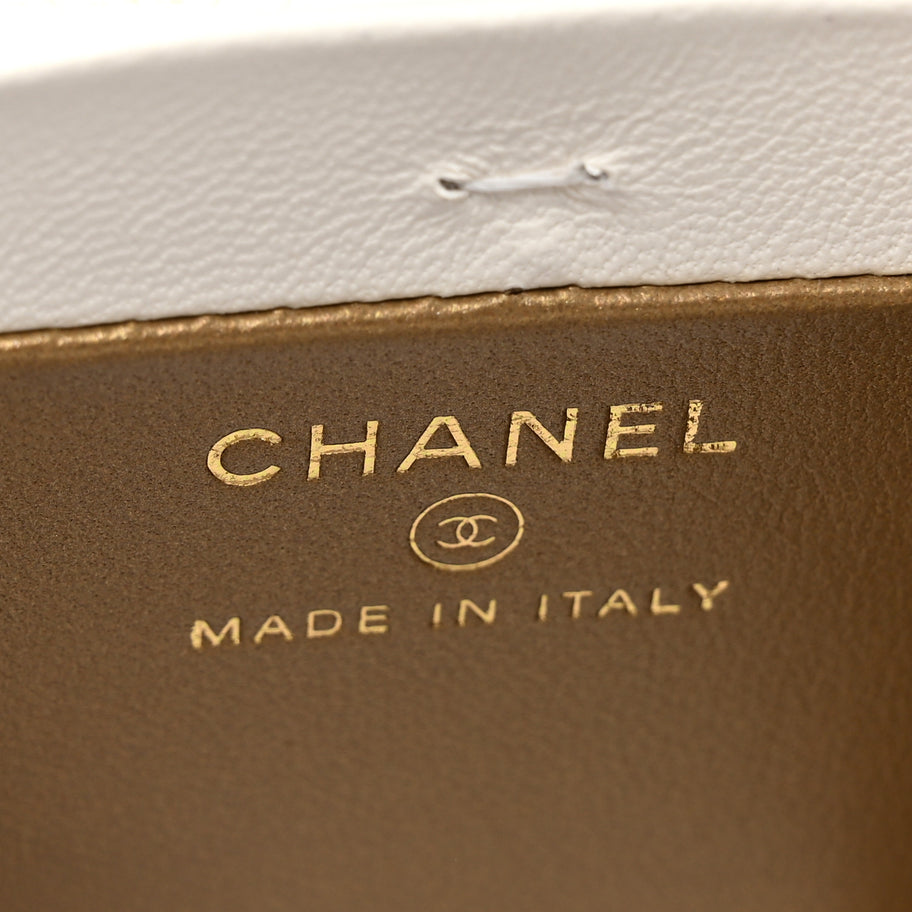 Chanel Lambskin Quilted Vanity Clutch With Chain White Image 6