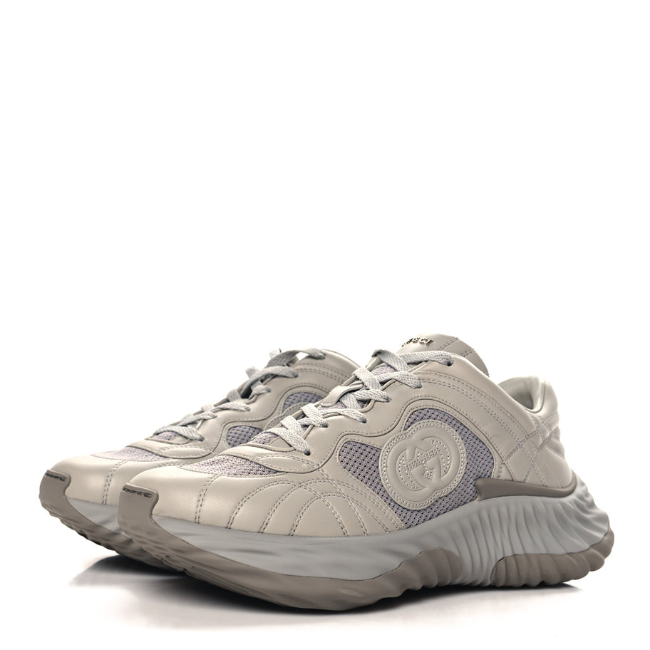 Gucci New Nappa Sombre Interlocking G Ripple Mens Platform Sneakers 8.5 Grey Sky Image 4