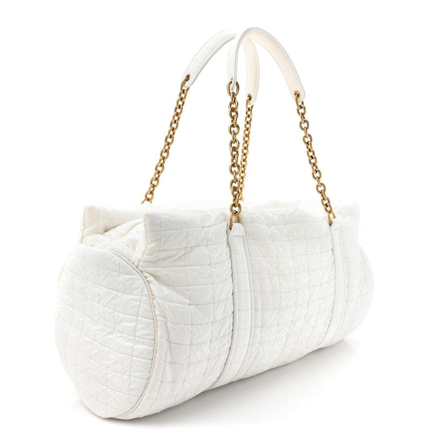 Saint Laurent Nylon Gloria Quilted Travel Bag Milky White Image 3