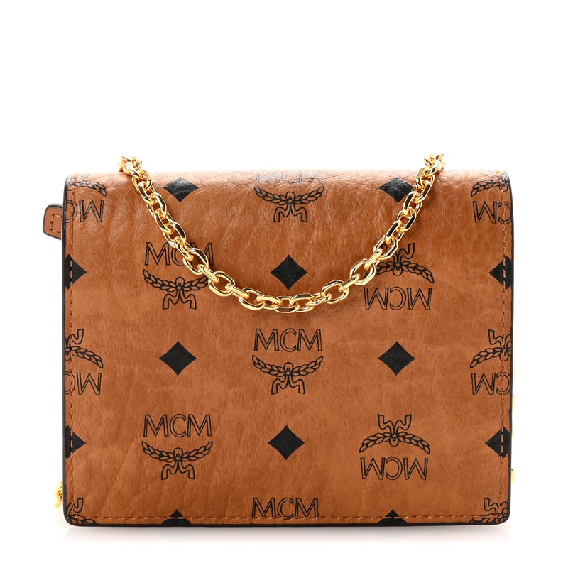  MCM MCM Visetos Original Mini Chain Wallet Cognac