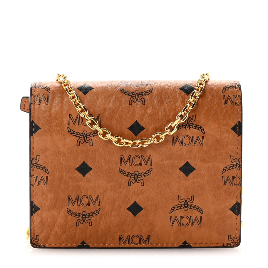 MCM MCM Visetos Original Mini Chain Wallet Cognac Image 1